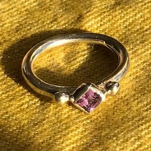 1990’s Vintage Sterling Silver and Dark Amethyst Ring